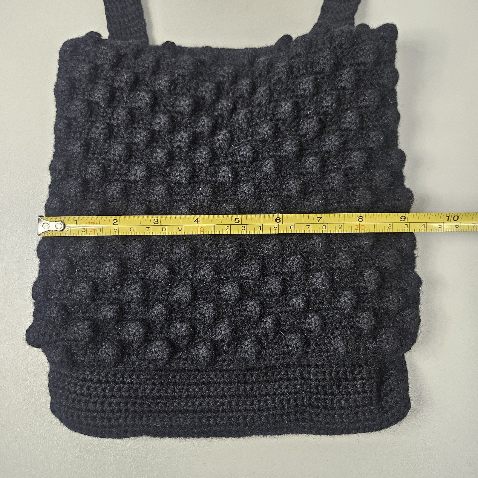 Handmade Crochet Mini Black Crossbody Shoulder Bag Coastal Y2K Whimsy Small