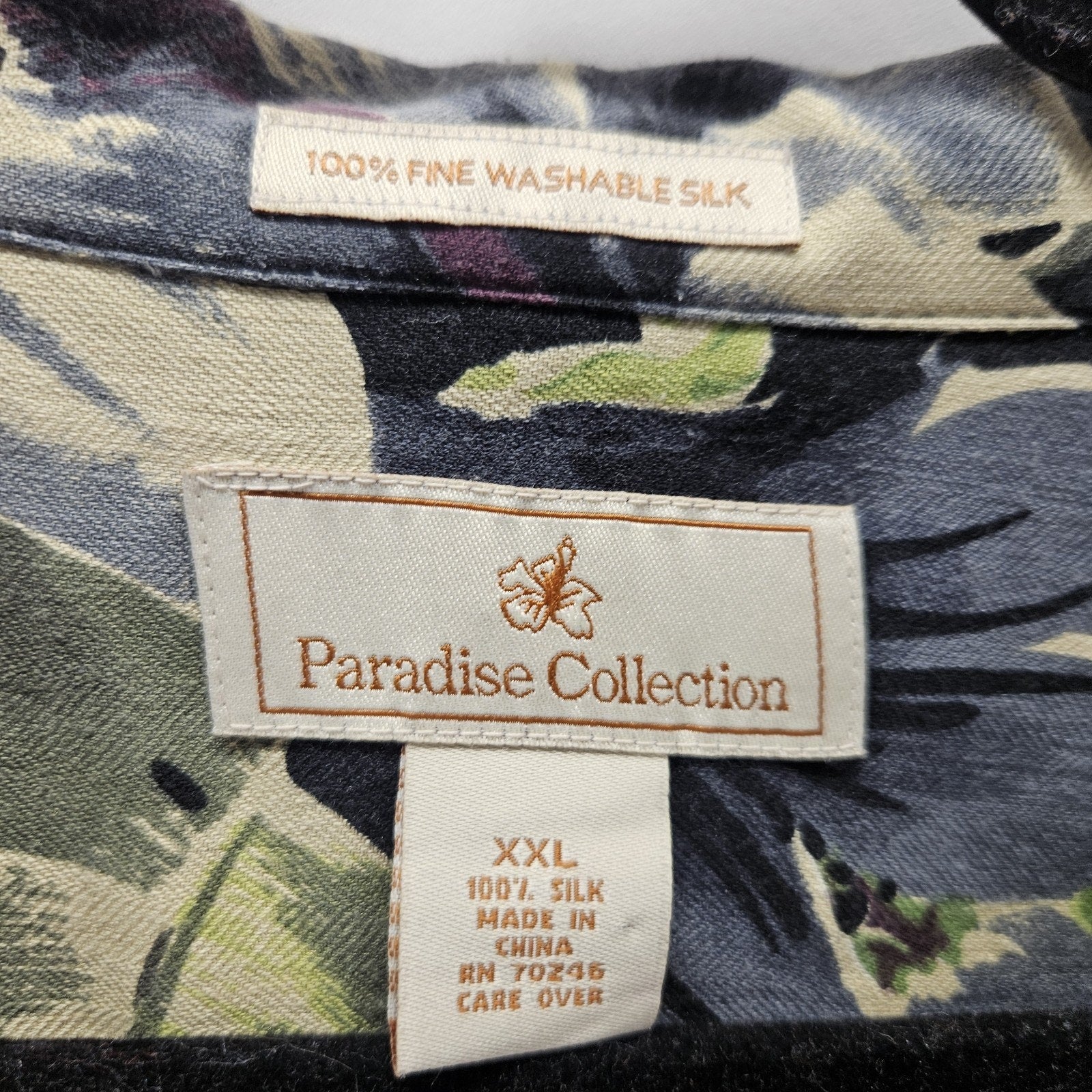 Vtg Paradise Collection Hawaiian Shirt Men 2XL 100% Silk Colorful Floral Travel