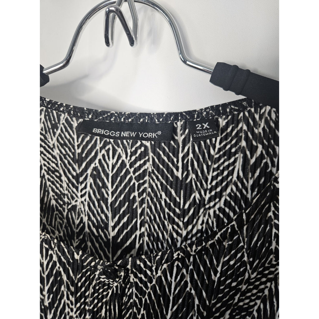 Briggs New York 2PC Set Womens Plus Black & White Blouse/Top W Maxi Skirt Sz 2X