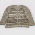 Vtg 100% Wool Knit Women Full Zip Cardigan Sweater Brown Nordic Ski Large