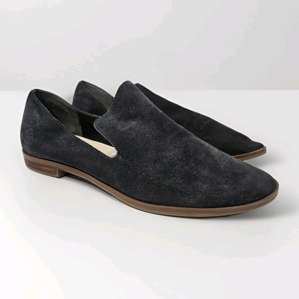 Crown Vintage Shoes Womens 8.5 M Carla Loafers Gray Suede Leather Slip On Casual