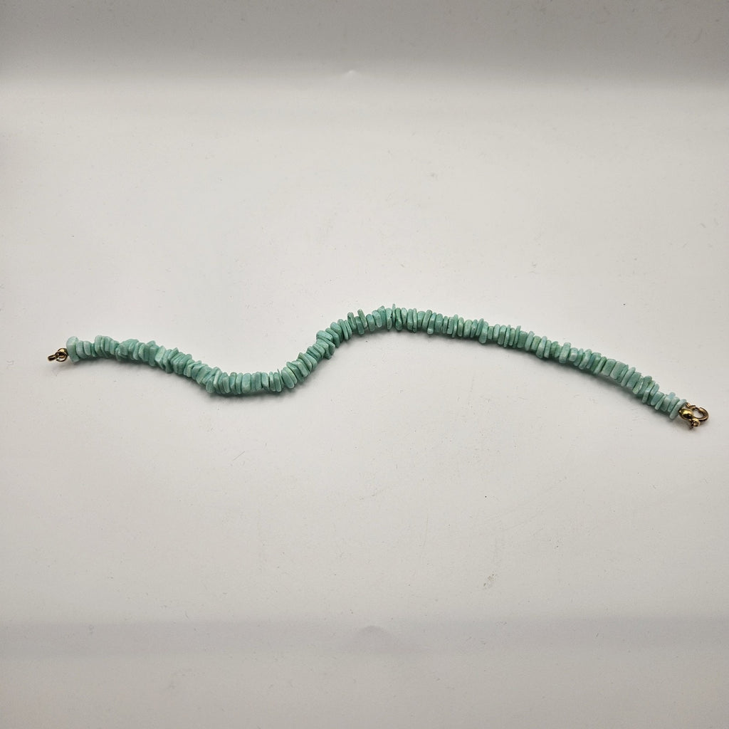 Teal Green Puka Chip Shell Beads Anklet Bracelet Vintage 90s Y2K Preppy Beach