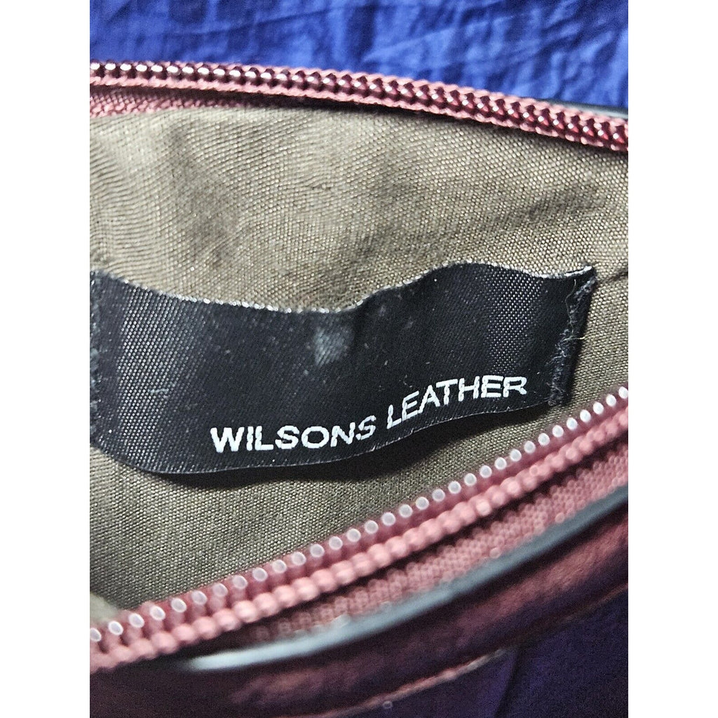 Wilsons Leather Mini Wristlet Coin Purse Burgundy Small Wallet