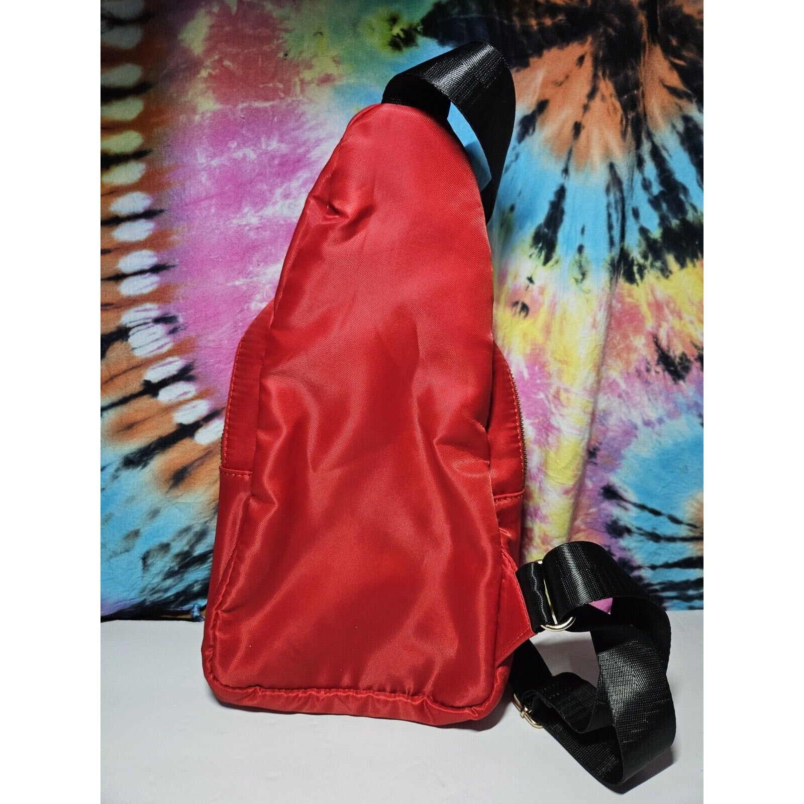 Olivia Miller Riley Sling Bag Bright Red & Leopard Print Lining Crossbody