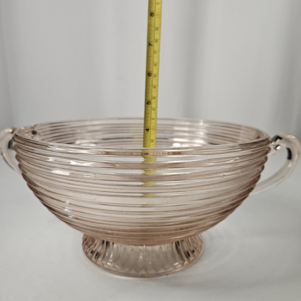 Vintage Depression Glass Manhattan Pink Anchor Hocking 9" Serving Bowl ~Chipped