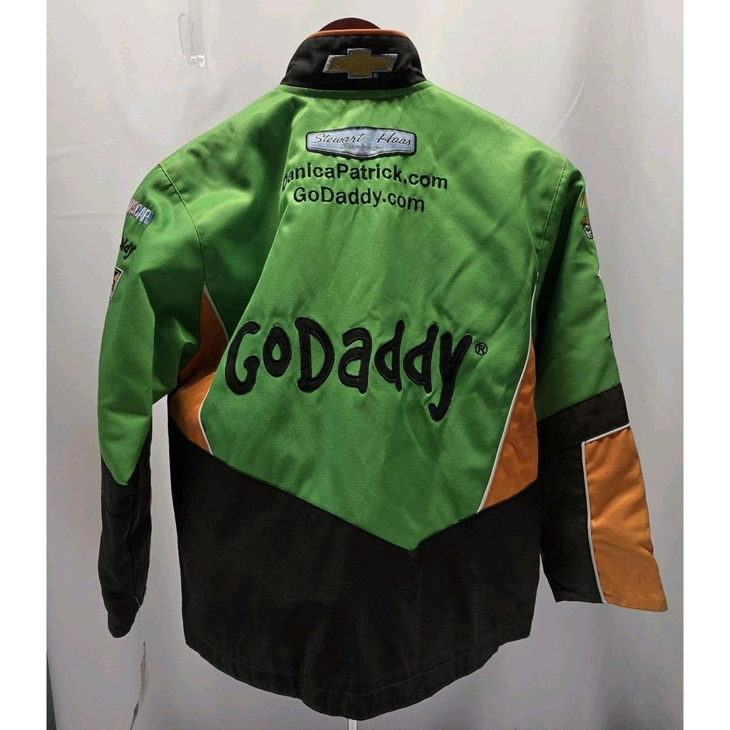 Vintage Go Daddy Nascar Racing Jacket Danica Patrick Kid SM Black Green Chase NWT