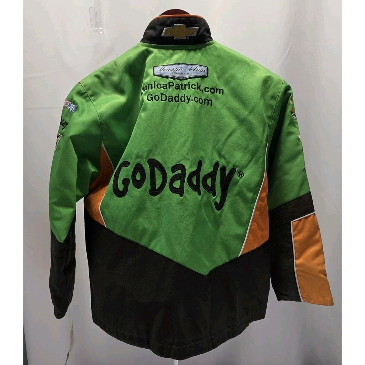 Vintage Go Daddy Nascar Racing Jacket Danica Patrick Kid SM Black Green Chase NWT