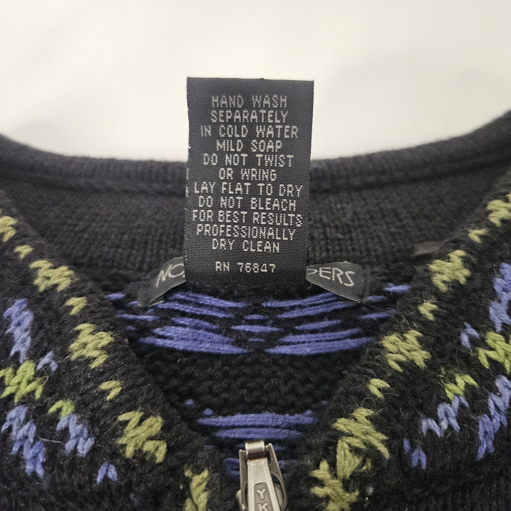 Vtg Nomadic Traders Blue Fair Isle Quarter Zip Ski Sweater Med Holiday Unisex