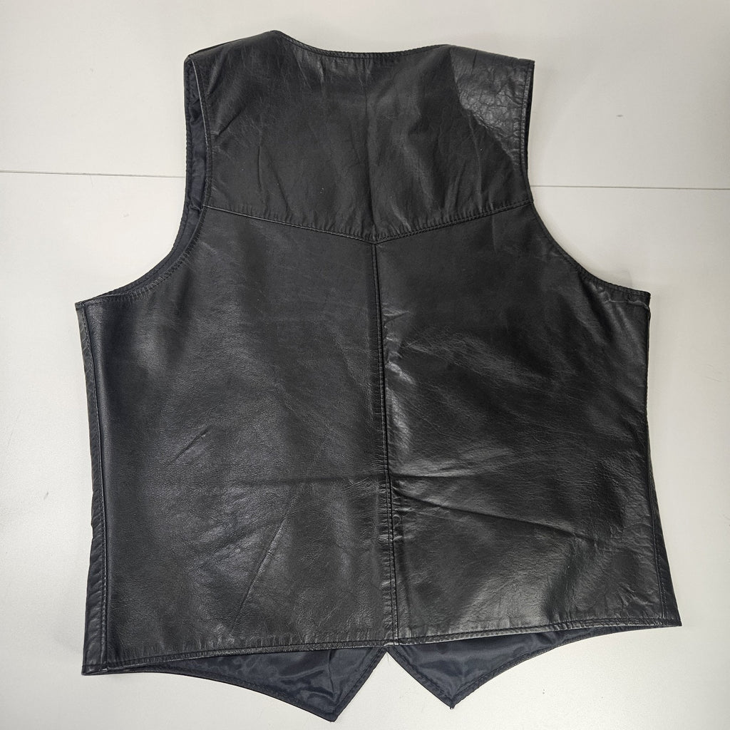 Oakton Limited 44" Tall LT Black Leather Vest Vintage Biker Motorcycle Vest