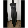 Vintage Hand Stitched Brocade Bodice Halter Dress Black Size 10 Evening Gown