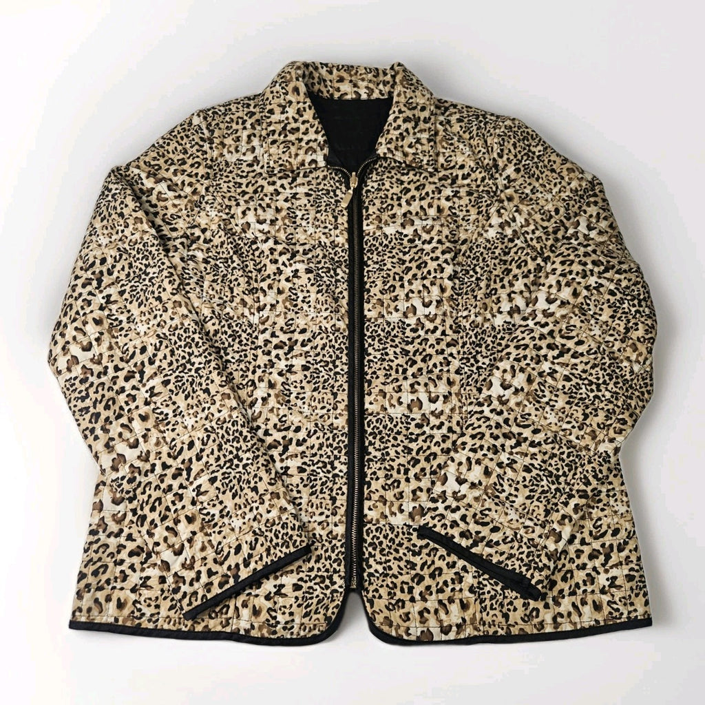 Reversible Jacket Leopard Print & Black Quilted Jacket Women’s Medium