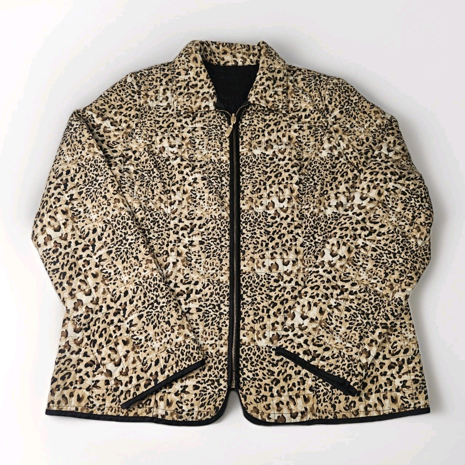 Reversible Jacket Leopard Print & Black Quilted Jacket Women’s Medium