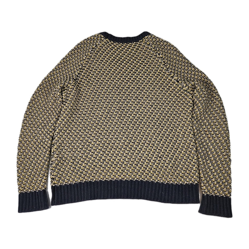 Oak + Fort Knit Crewneck Pullover Sweater Medium Yellow Grey Fisherman Preppy