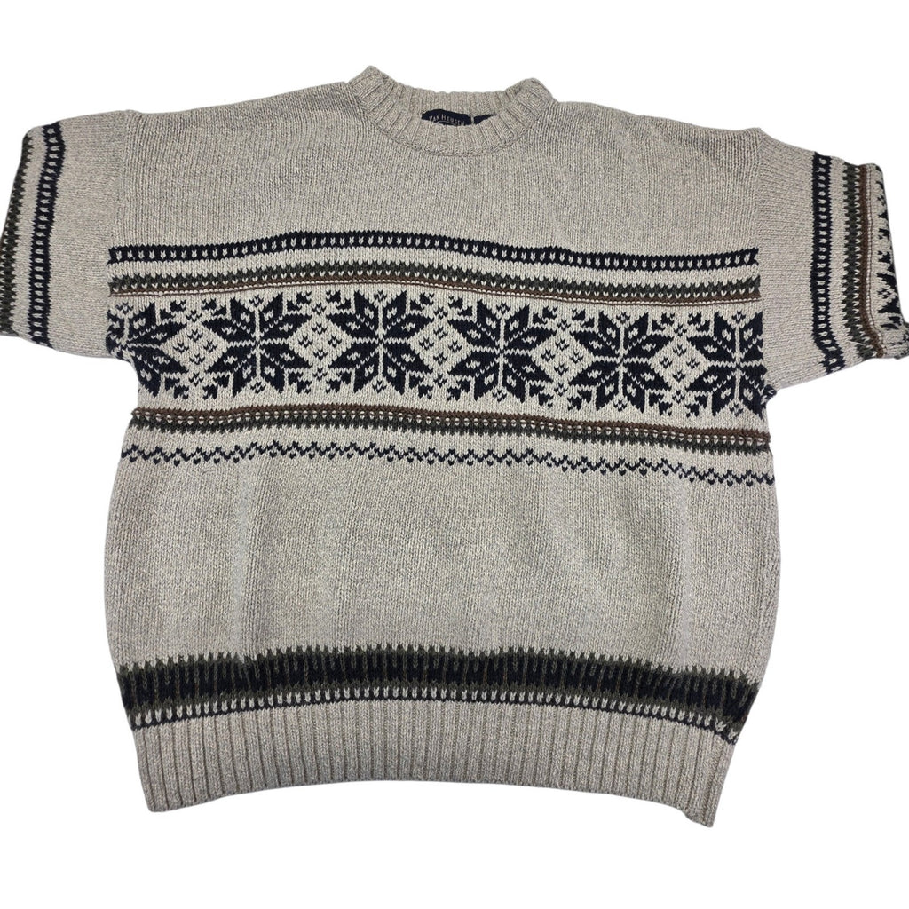 Vintage Van Heusen Sweater Mens XL Pullover Crew Neck Fair Isle Holiday Ski