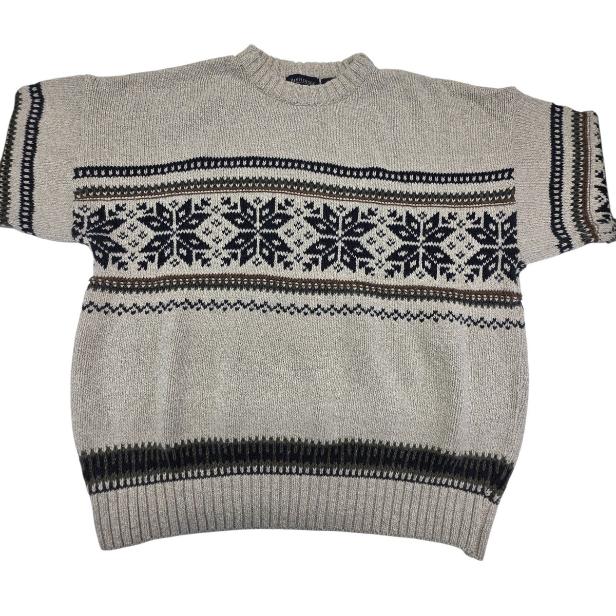 Vintage Van Heusen Sweater Mens XL Pullover Crew Neck Fair Isle Holiday Ski