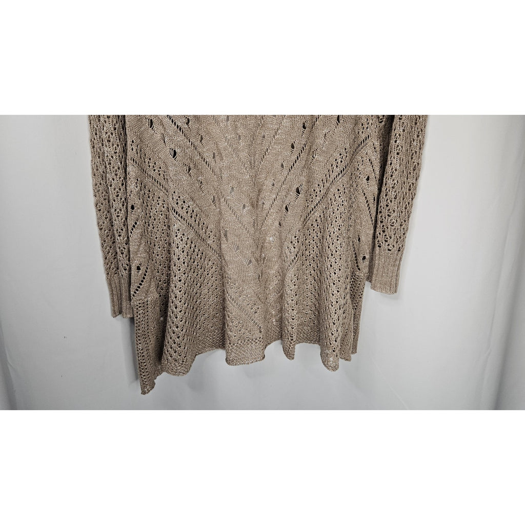 Torrid Long Open Stitch Open Front Cardigan Size 0 Large Lightweight Beige