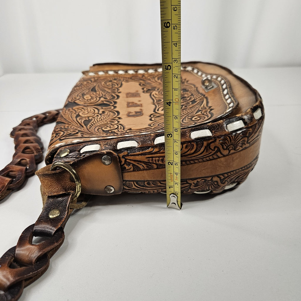 Miss Tony Lama Vintage Shoulder Bag Hand Crafted Tooled Leather Purse