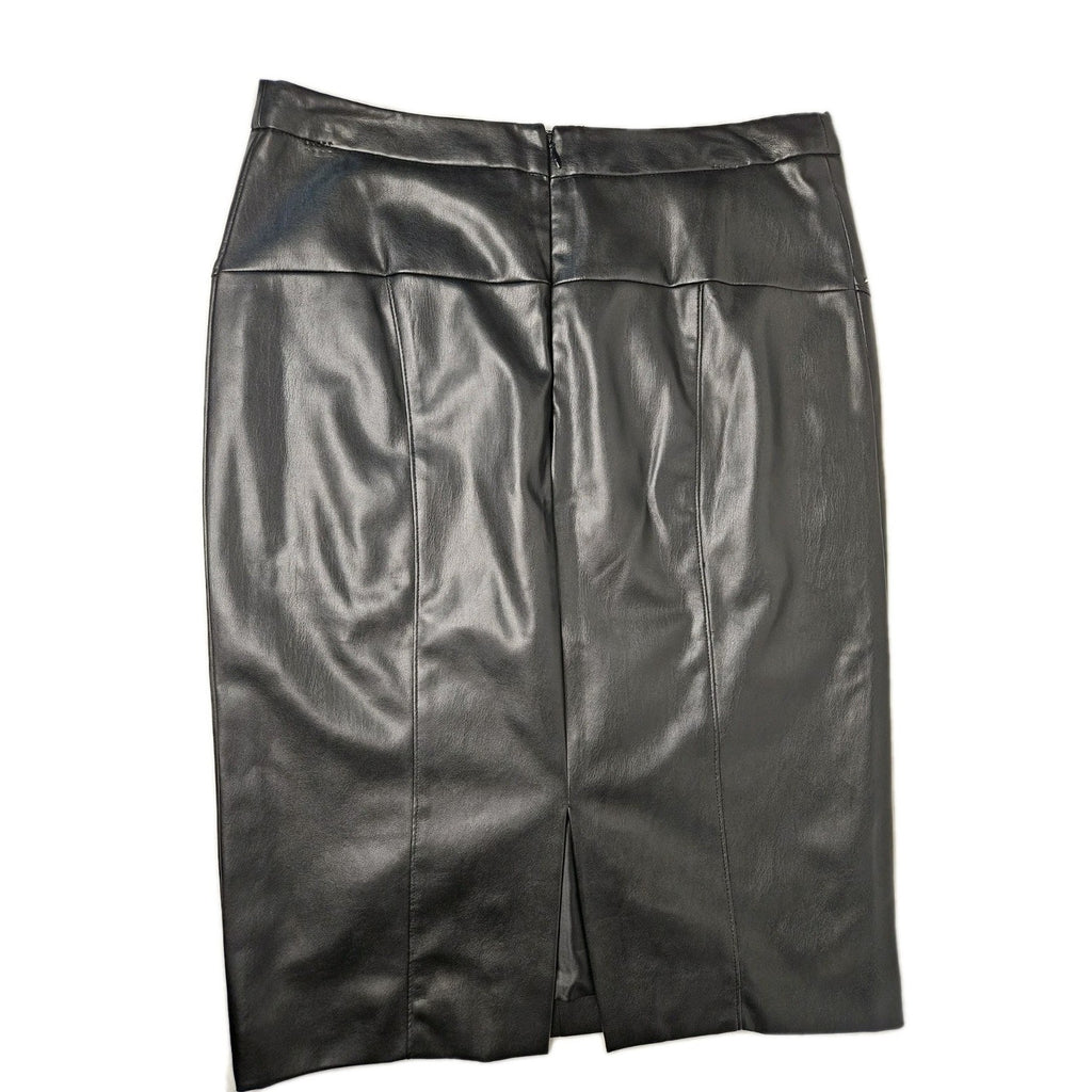 Vegan Leather Skirt Womens Size 8 Black Studded Goth Western Biker Pencil Midi