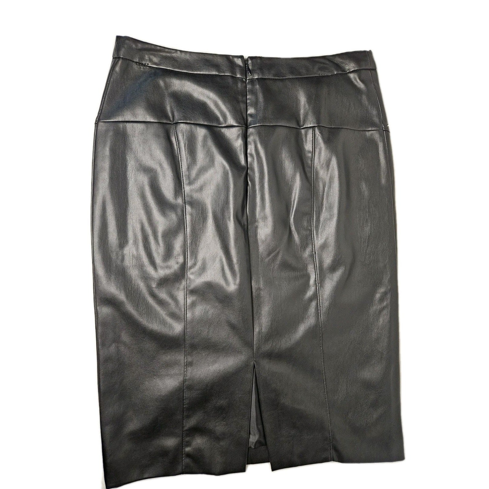 Vegan Leather Skirt Womens Size 8 Black Studded Goth Western Biker Pencil Midi