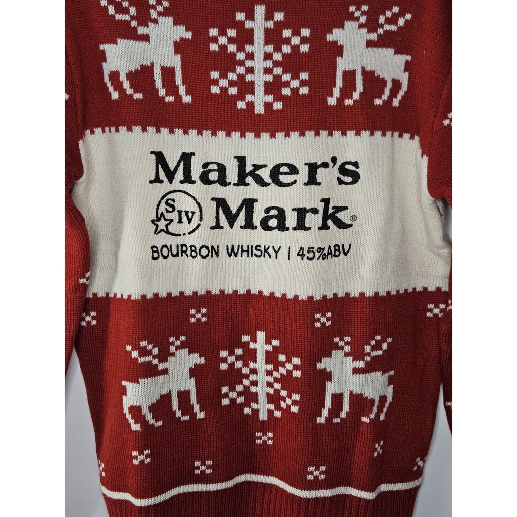 Maker's Mark Sweater Mens Sz S Red Fair Isle Christmas Whisky Bourbon Snowflake
