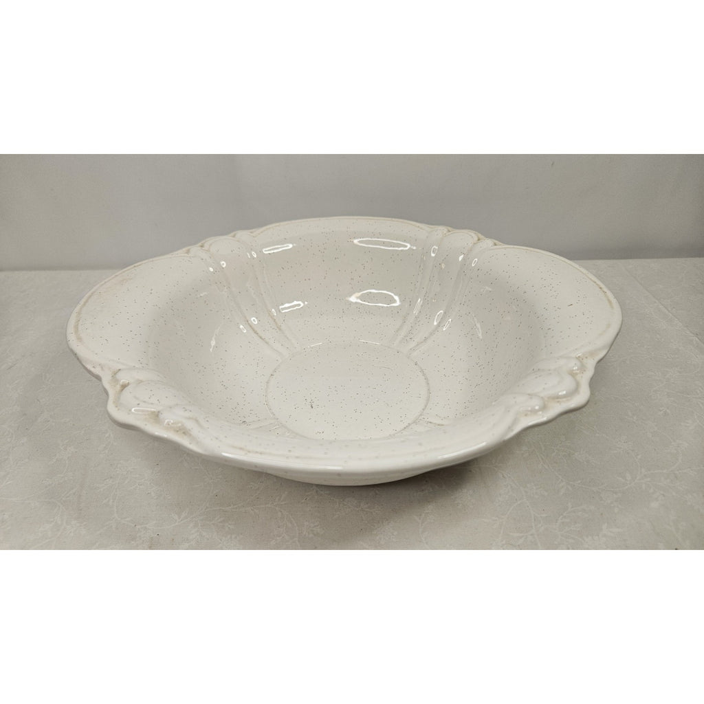 Vintage Treasure Craft Cream Pottery 11" Serving Bowl Lob Handles USA Made