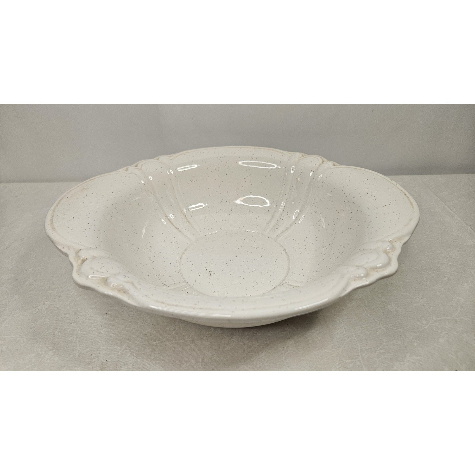 Vintage Treasure Craft Cream Pottery 11" Serving Bowl Lob Handles USA Made