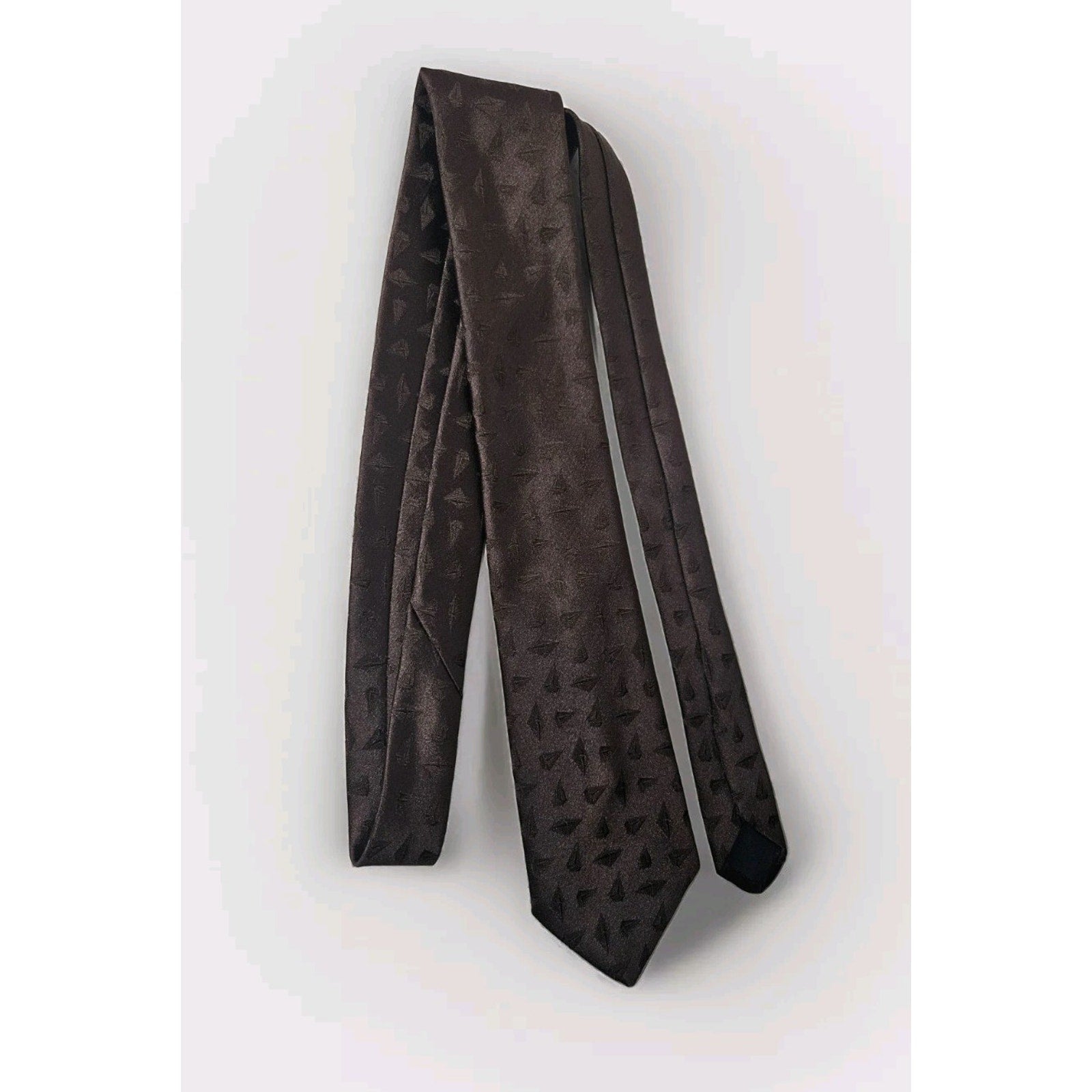 Vintage Sears Neck Tie - All Silk - Made In USA 56" x 3.75" Brown 3D Diamond