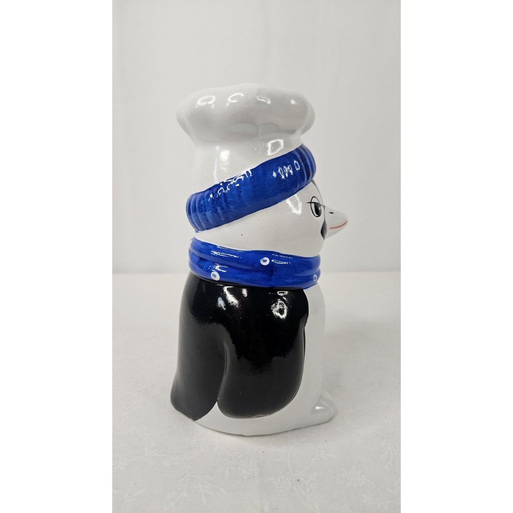 Retro Penguin with Chef Hat Vintage Penguin Ceramic Figurine Vase Winter Kitchen