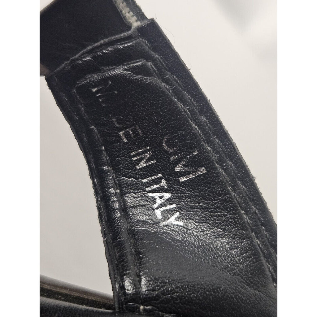 SESTO MEUCCI Soft Leather Wedge Sandal Black Sz 8 Made in ITALY Classic Slip-On