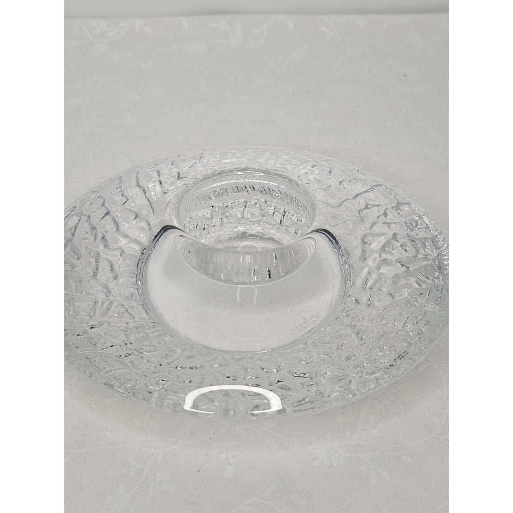 Vintage ORREFORS 5" Clear Candle Holder Glass Discus Votive Lars Hellsten Sweden