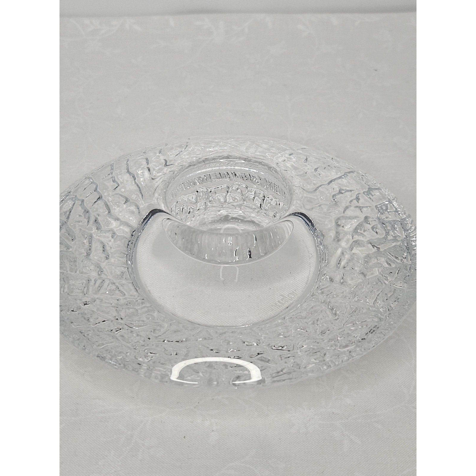 Vintage ORREFORS 5" Clear Candle Holder Glass Discus Votive Lars Hellsten Sweden