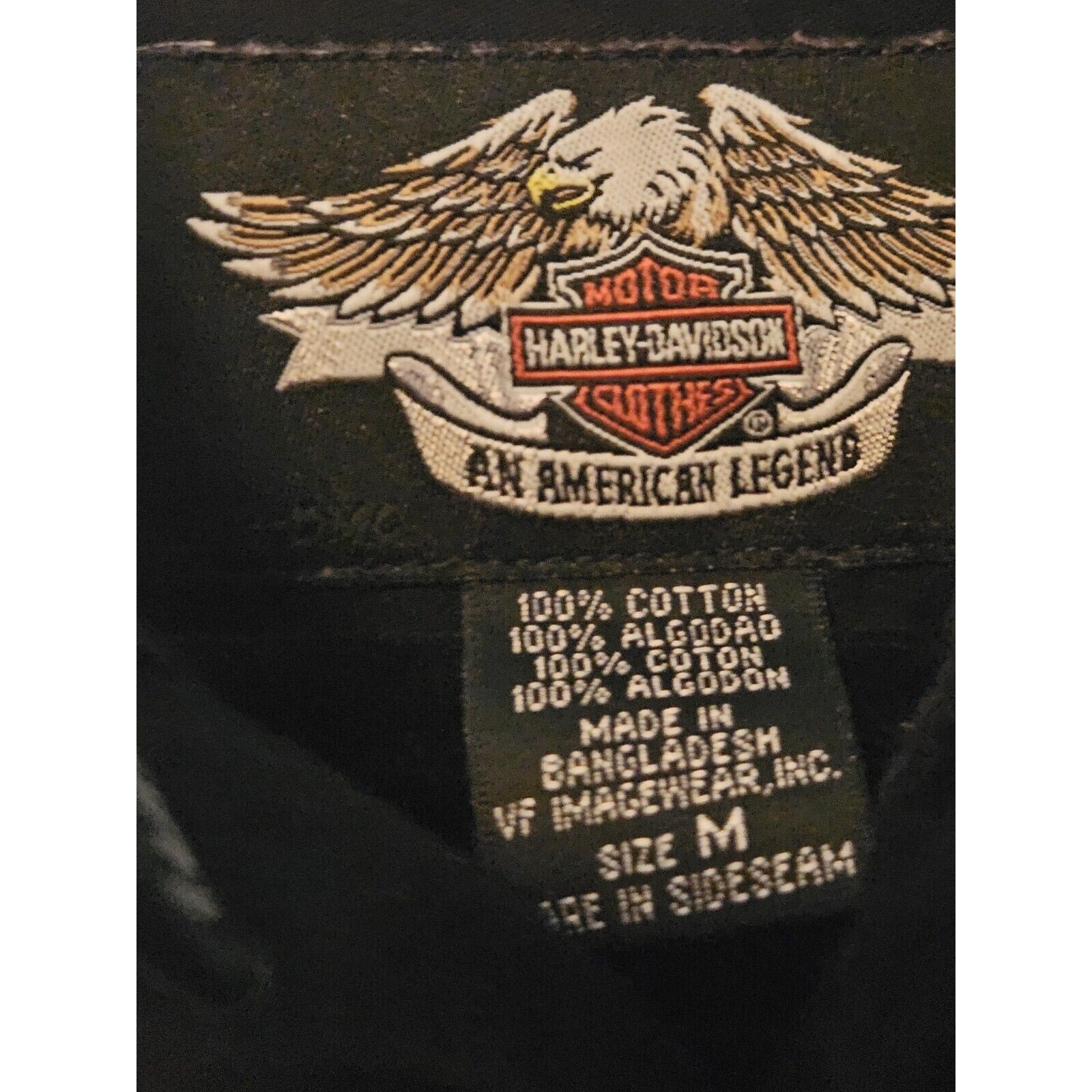 Harley Davidson Black Embroidered Long Sleeve Button Down Med Shirt Logo