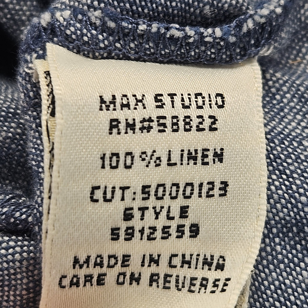 Max Studio Dress Denim Blue 100% Linen Size Large Tank Dress Vintage Y2K Summer
