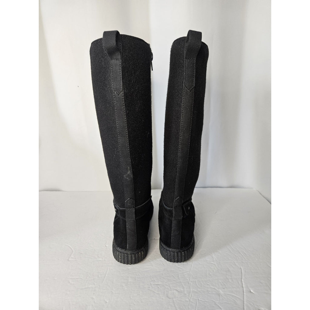 Clarks Collection Suede Tall Shaft Boots Caroline Style Black Women's 6.5 28710