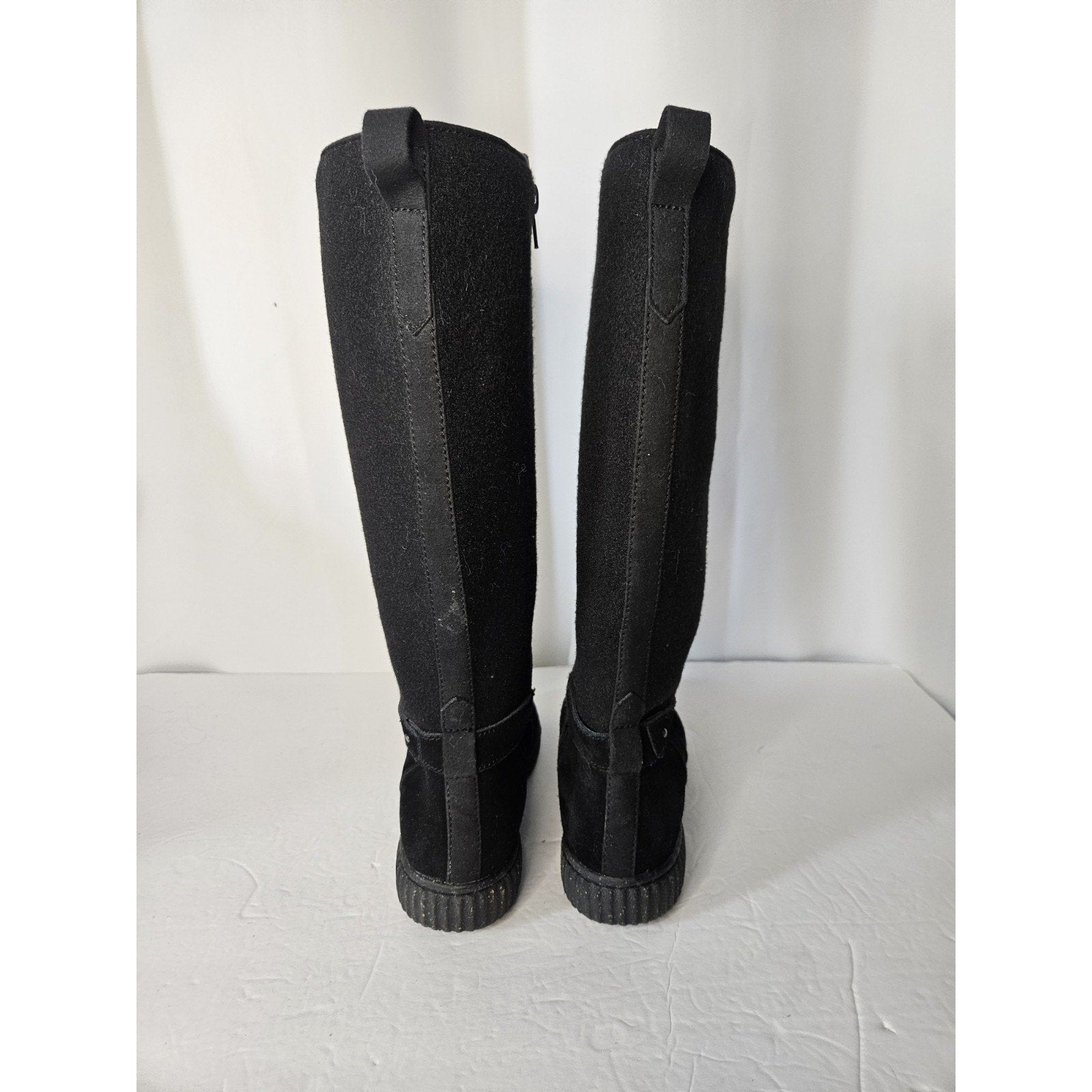 Clarks Collection Suede Tall Shaft Boots Caroline Style Black Women's 6.5 28710