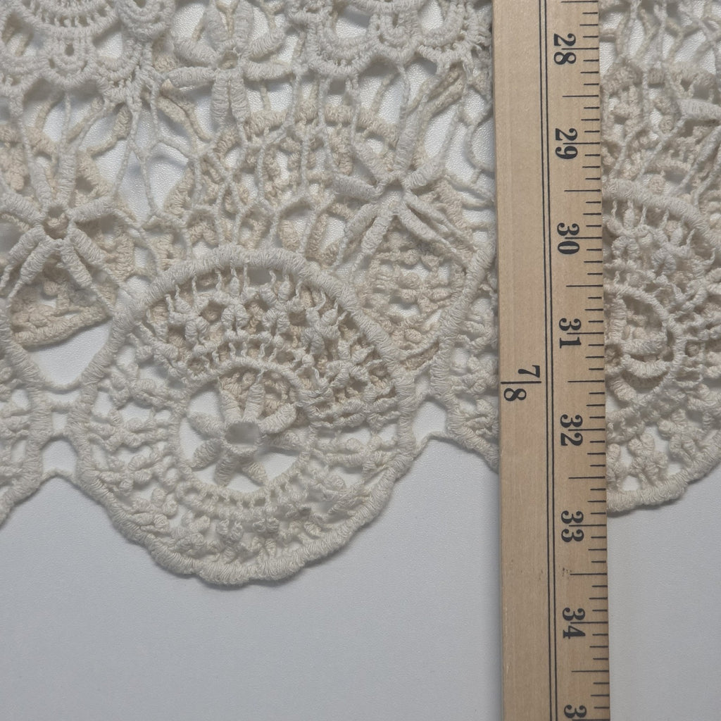 Y2K Open Knit Crochet Lace Mini Dress Cream Bohemian Beach Hippie Festival Small