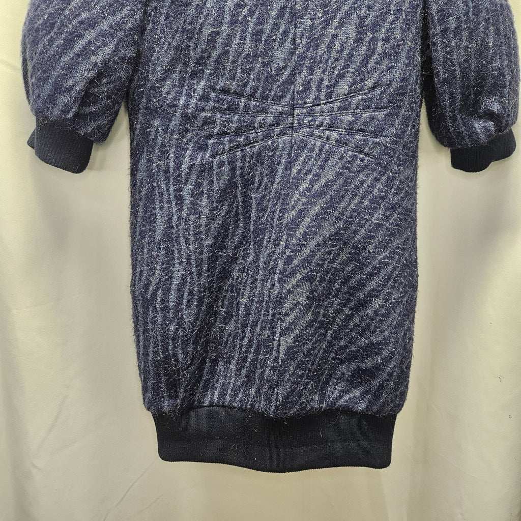 Vtg C. Luce Inc. Blue Gray Mohair/Wool Coat Jacket Womens Small Puff Sleeves