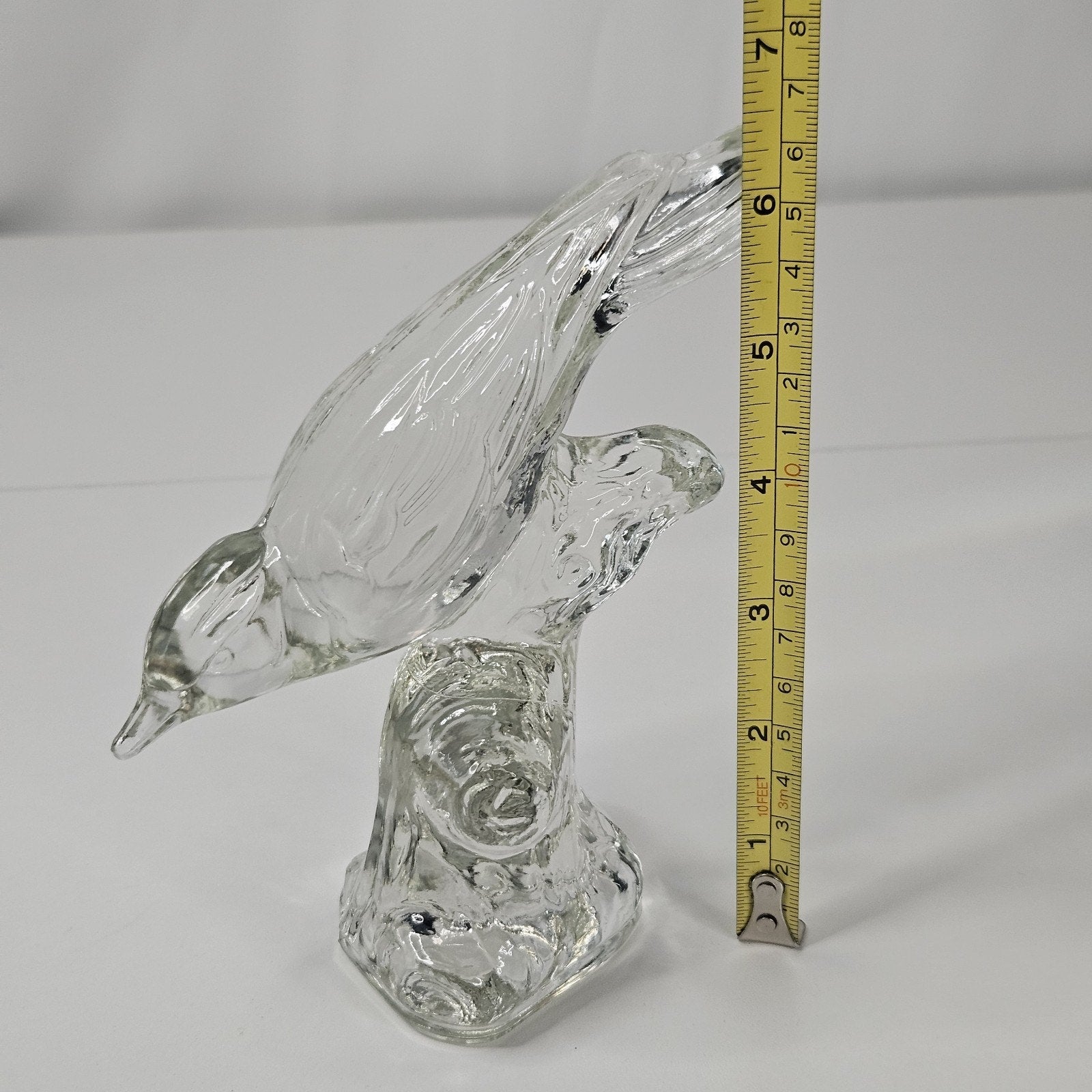Vintage Haley Crystal Clear Glass Bird on Branch Figurine Paperweight Robin