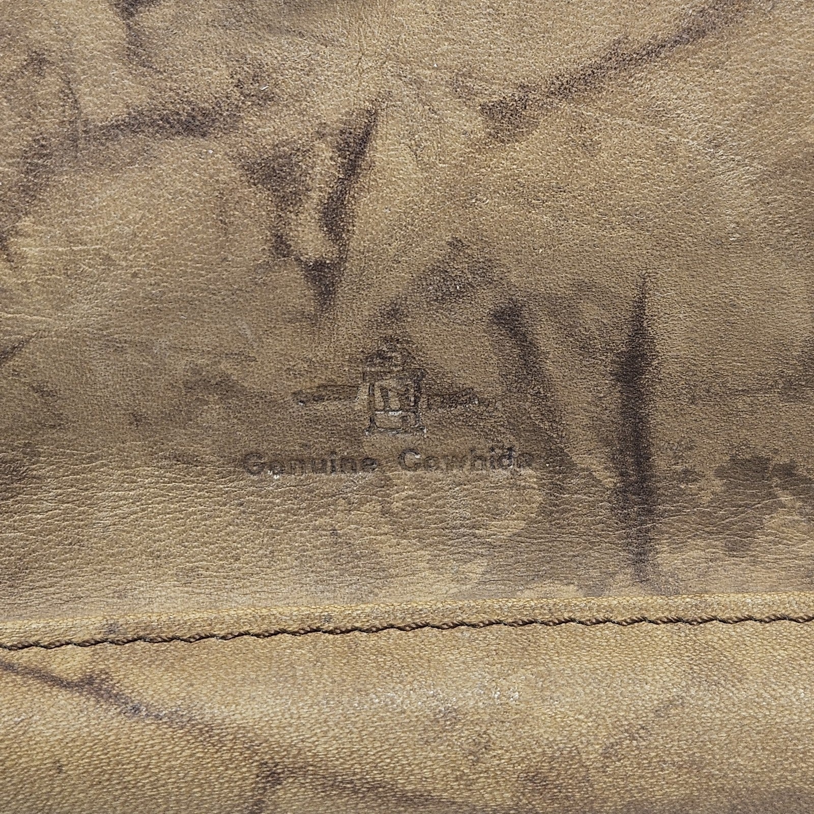 Vtg Cowhide Leather Toiletry Cosmetic Bag Zip Pouch Travel Case Distressed