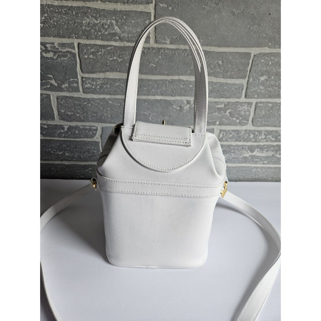 Cute Vintage 80's Warren Reed White and Gold Handbag with removable strap