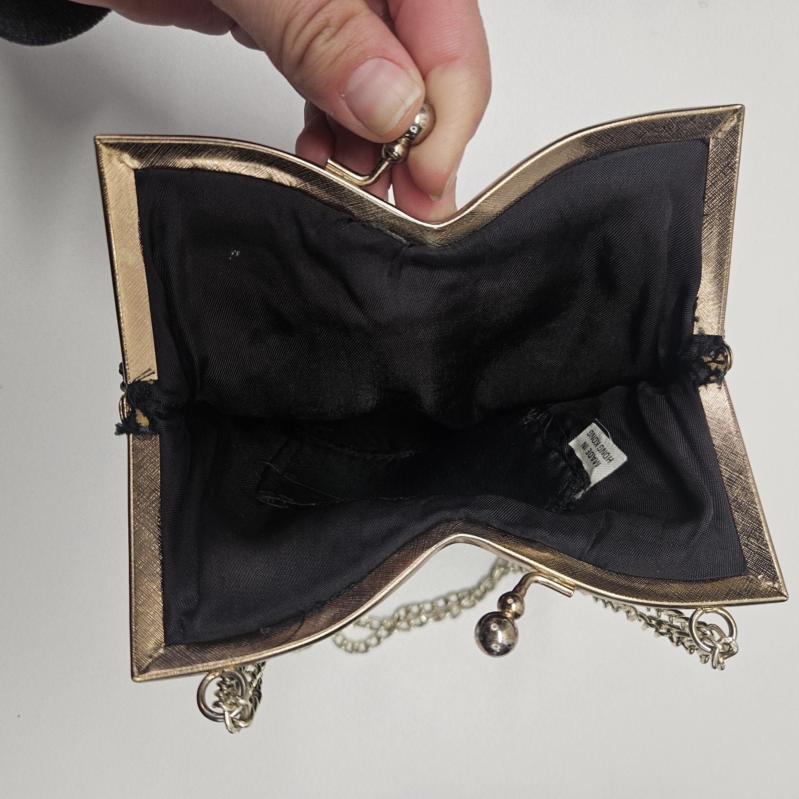 True Vintage 60s Raised Resin Bead Clutch Evening Bag Handbag Chain Handle