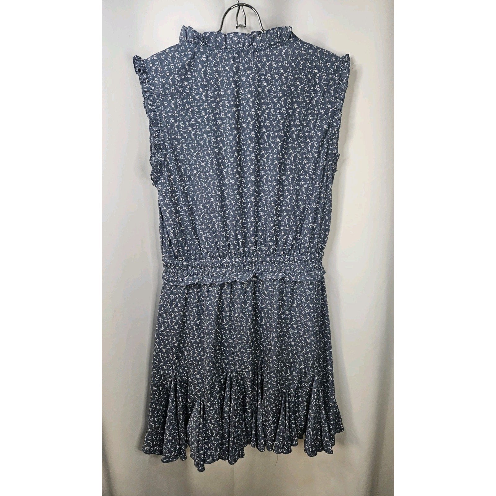 Jodifl Dress Navy L Ruffle Floral V-Neck Mini Lined Cottagecore Flutter Sleeve
