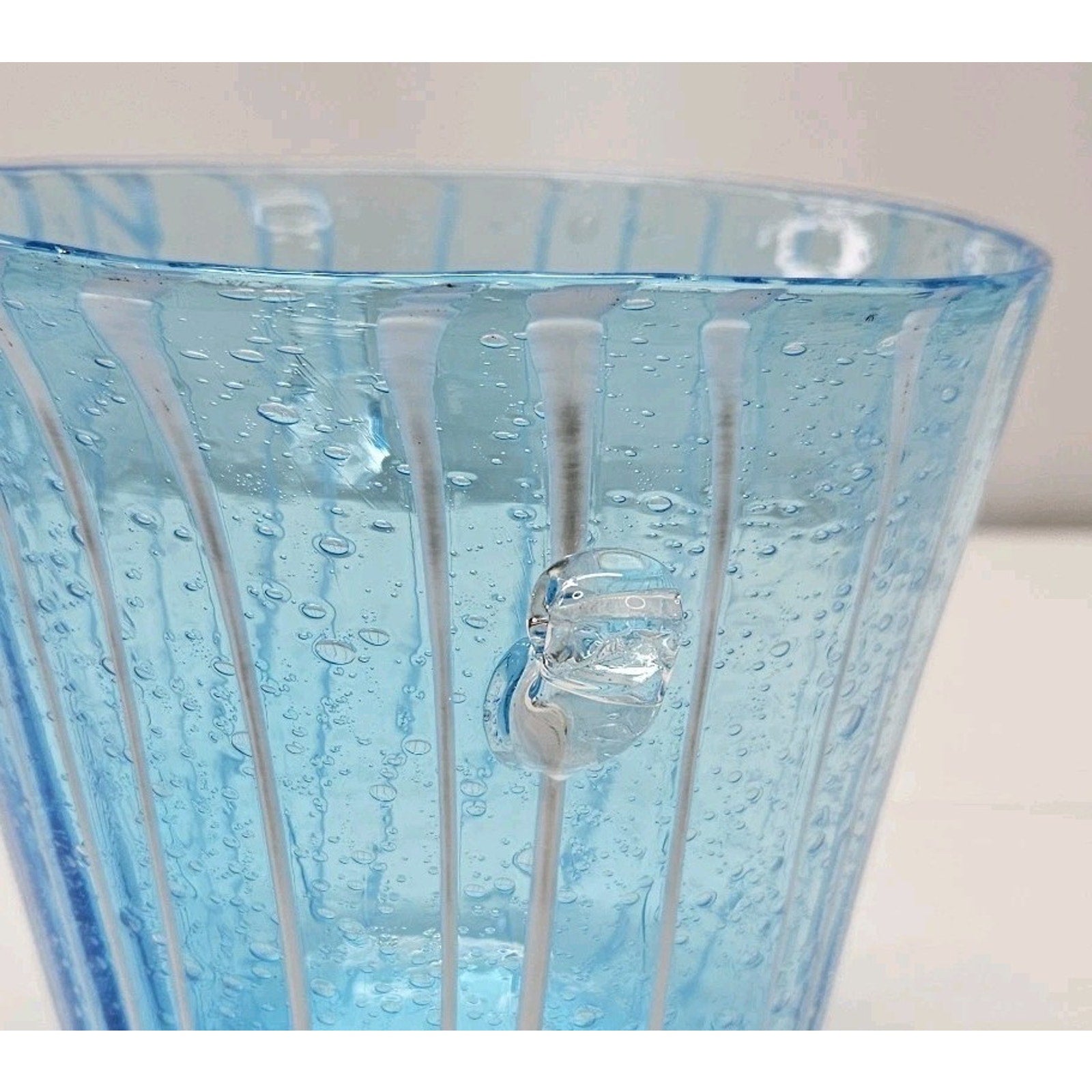 Murano Aqua Blue Art Glass Ice Bucket Bullicante Wine Chiller Coastal Decor