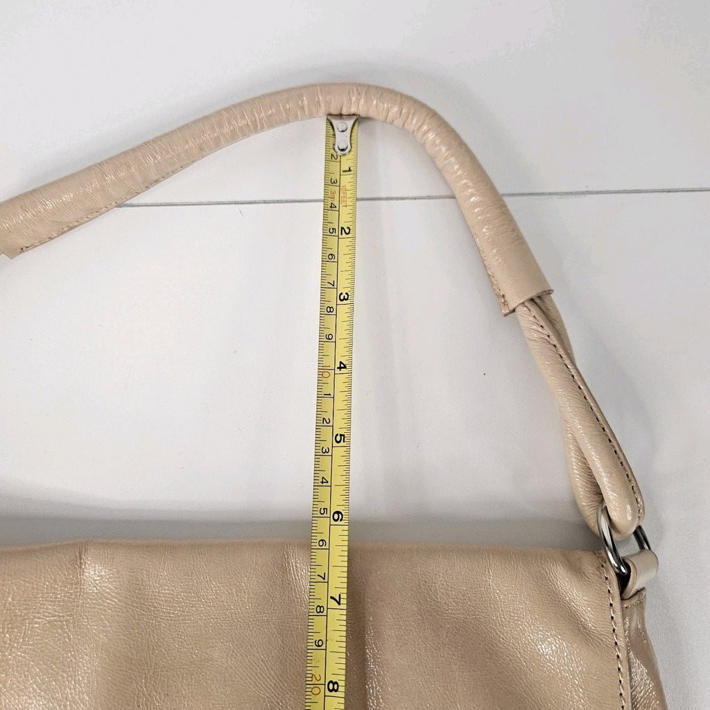 Patent Leather Handbag DONALD J PLINER Nude Mini Shoulder Bag Flap Over Purse