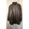 Vintage 80s Leather Jacket Men's Size XL Tall Long Brown Leather Coat Big & Tall