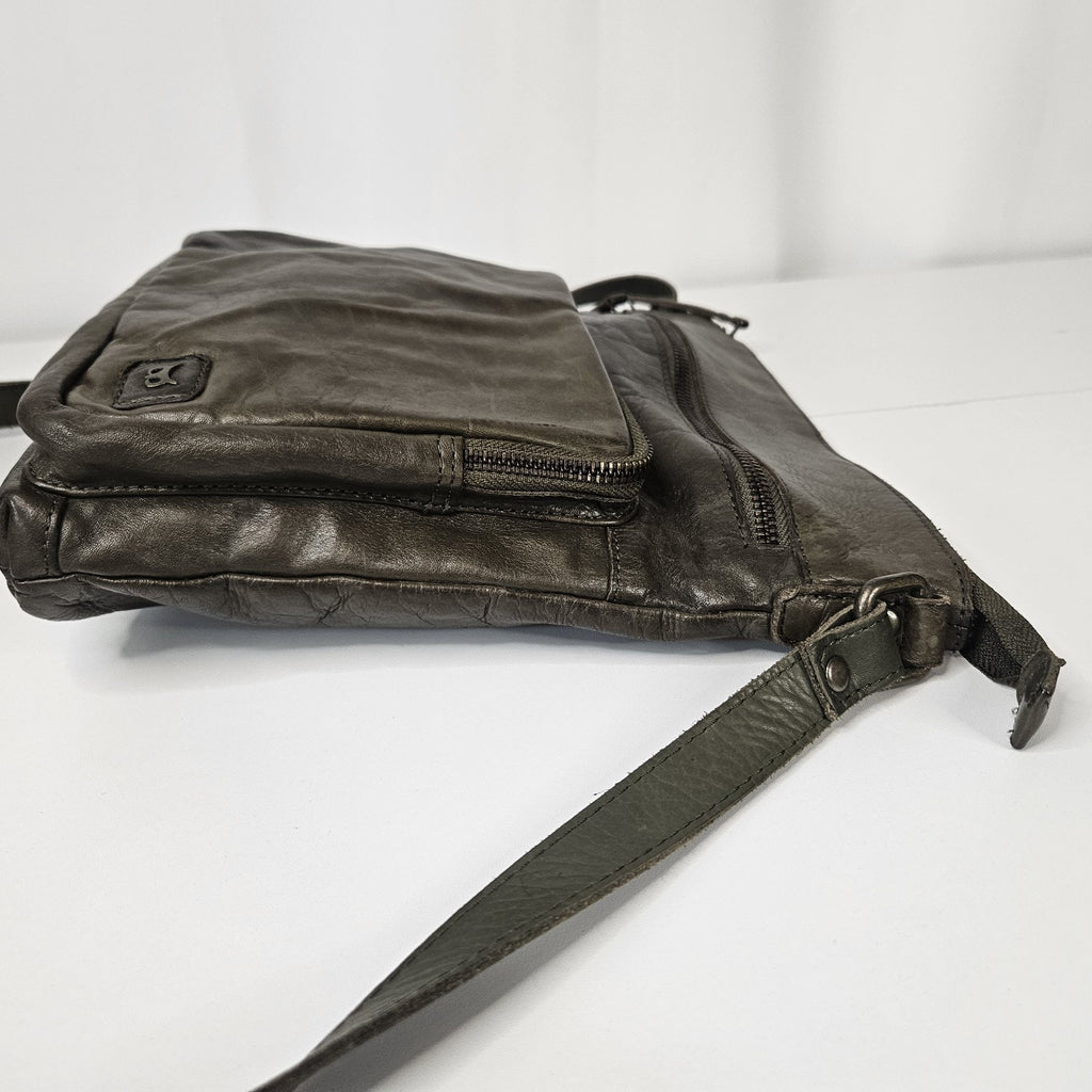 Wise Owl Genuine Leather Crossbody Handbag Purse Olive Green Boho Western