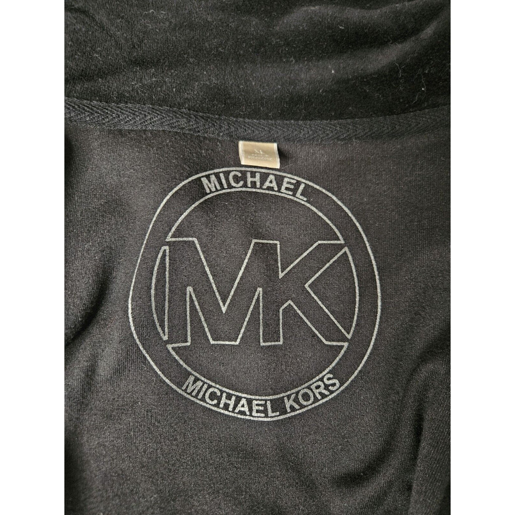 Michael Kors Velour Woman's XL Cowl Neck Full Zip Jacket Black Sweatshirt