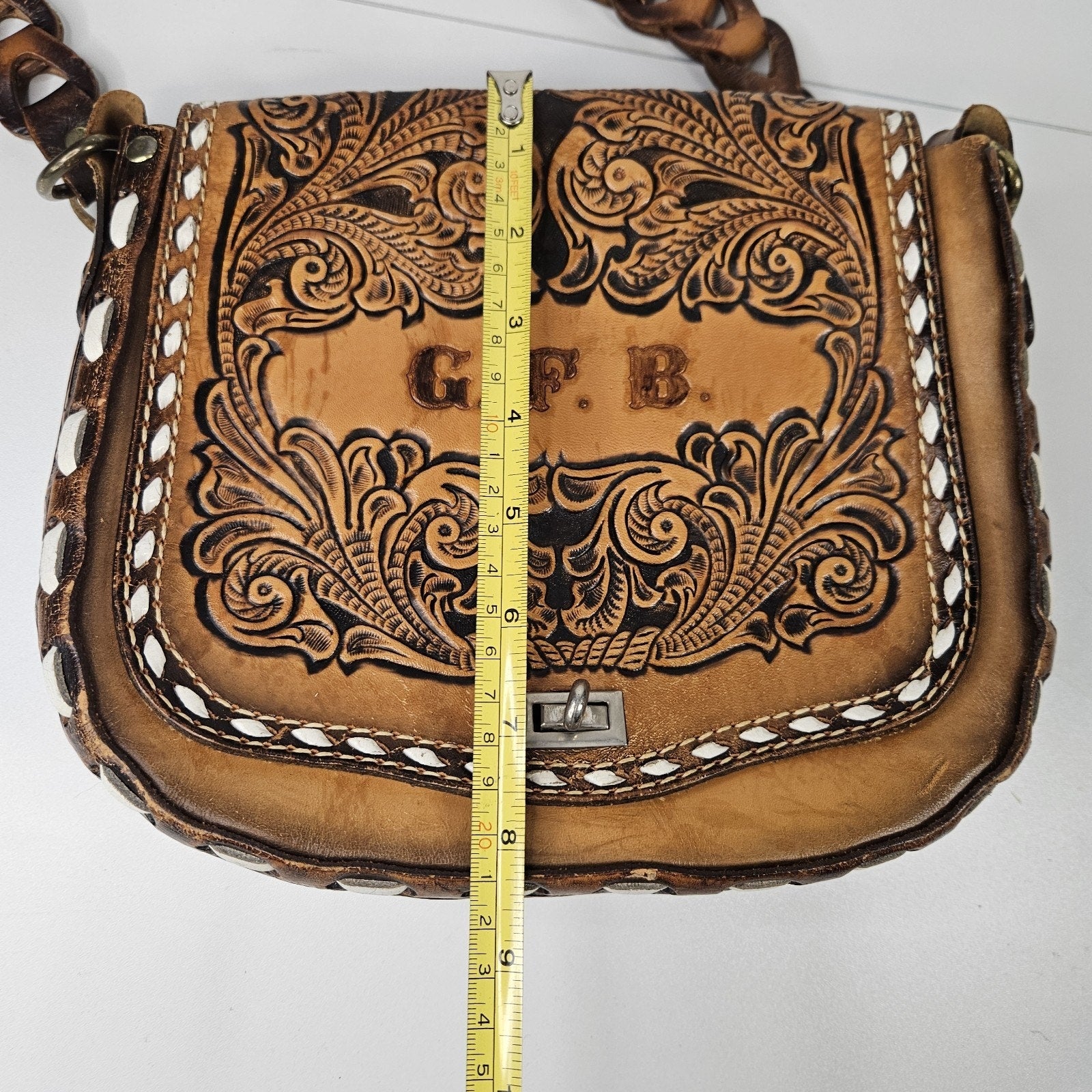 Miss Tony Lama Vintage Shoulder Bag Hand Crafted Tooled Leather Purse