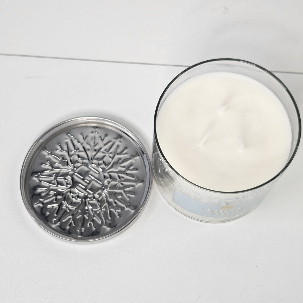 Huntington Home Soy Blend Candle - FIRST SNOW Scent - 3 Wick 14 oz 4" Round