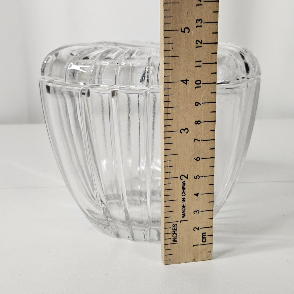 Vintage Art Deco Clear Glass Apothecary Candy Vanity Trinket Jar Lidded Canister